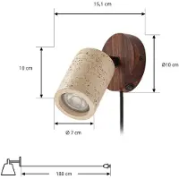 LUCANDE veggspot Carlotta, Ø 10 cm, beige, betong, GU10