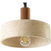LUCANDE Carlotta hengelampe, 1 lyskilde, Ø 27 cm, beige, betong