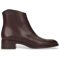 Wonders for woman. D-1801 Bonjour brown leather ankle boots (41), 1 to 3 cm, Zip, Casual