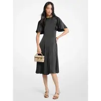 Michael Kors for woman. MT683KYAYJ Black satin midi dress with flared sleeves (38), Casual, Party, Short sleeve, Recycled Polister