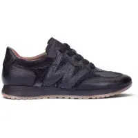 Wonders for woman. A-4810 Black Leather Tot Sneakers (39), Flat, Laces, Casual