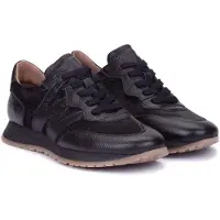 Wonders for woman. A-4810 Black Leather Tot Sneakers (39), Flat, Laces, Casual