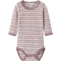 Name it Body I/e - Ull - Hullmønster - NbfWang - Snow White/Viol - - 68 - Langermet Body