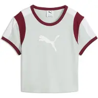 Puma Graphic Slim Ringer Baby Tee Women, Clothing, Créme De Mint/Garnet Glow, S