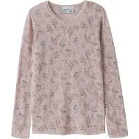 Name it Genser - Ull - NkfWang - Violet Ice/Blomster + Blader - - 7-8 år (122-128) - Genser