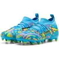 Puma FUTURE 9 MATCH ADVANCED LEVEL FG/AG Football Boots Youth, Age, White/Blue Glimmer/Pink Glimmer, 35