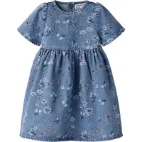 Name It Mini Kjole - NmfAnna - Medium+ Blue Denim/Blomster - - 4 år (104) - Kjole