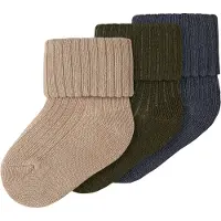 Name it Sokker - 3-pack - NbmNobbu - Sesam/Ombre Blue + Olive - - 62/68 - Sokker