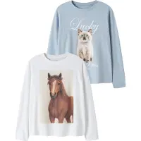 Name it Gensere - 2-pack - NkfVotea - Bright White/Dempet Blue - - 5 år (110) - Genser