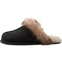 Ugg for woman. 1183330 Scuffette Nubuck Black Leather Slippers (39), Flat, None, Homewear