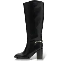 GUESS for woman. FLFGRILEA11 Grendi black Leather Boots (40), 3 to 5 cm, Zip, Casual, Classic