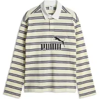 Puma Essentials Elevated No. 1 Relaxed Rugby Polo Men, Clothing, Buttercream/Striped, XS