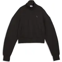 Puma PUMATECH SENSE Balloon Sleeve Half-Zip Crew Sweatshirt Women, Clothing, Black, XL