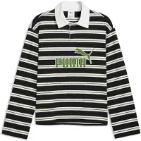 Puma Essentials Elevated No. 1 Relaxed Rugby Polo Men, Clothing, Black/Striped, XS