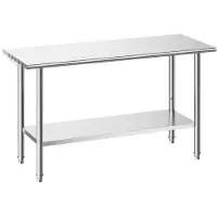 Vevor arbeidsbord i rustfritt stål, 61x152 cm matlagingsbord, arbeidsstasjon for storkjøkken med justerbar underhylle, kraftig arbeidsbord i metall, for restaurant, hjem, hotell, garasje, utendørs