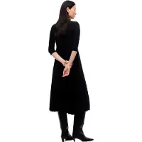 Tommy Hilfiger Slim 5x2 Rib Mix Plus Size 3/4 Ermet Midi-kjole