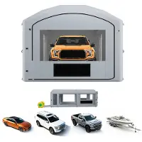 Vevor Oppblåsbar maleboks, 9 x 4,8 x 3,6 m, Bærbar sprøyteboks med 750W+950W blåsere, Stort filterbomull, Stelleområde, Maletelt med buet tak for fullstørrelse pickup, Liten speedbåt, Grå
