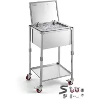 Vevor rullende isboks kjølevogn i rustfritt stål 54,6 l, utendørs stående kjølevogn med hjul, vippelokk og hylle, for terrasse, bakgård, fest, bar, kalde drikker, 558 x 455 x 1003 mm