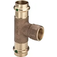 Viega SANPRESS tee 42mm x1 af rødgods, med SC-Contur med indvendig gevind