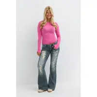 Gina Tricot  - 14+ sparkle low flare jeans - flare & bootcut jeans - Blå - XS - Dame