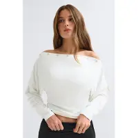 Gina Tricot  - Button detail top - Langermede topper - Hvit - S - Dame