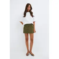 Gina Tricot  - Cargo mini skirt - miniskjørt - Grønn - M - Dame
