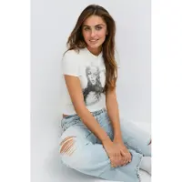 Gina Tricot  - 14+ printed tee - Topper - Hvit - M - Dame