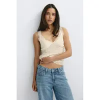 Gina Tricot  - Textured lace detail top - blondetopper - Gul - XL - Dame