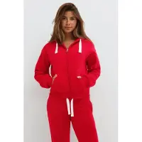 Gina Tricot  - 14+ zip hoodie - Cardigans & strikkejakker - Rød - M - Dame