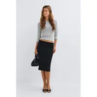 Gina Tricot  - 90s knitted midi skirt - Strikkede skjørt - Svart - M - Dame