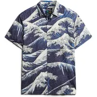 Superdry for man. M4010620A Short sleeve navy Hawaiian shirt (M), Casual, Modal