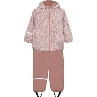CeLaVi Regntøy M/u Seler - Fleece - PU - Shadow Grå m. Blomster - - 80 - Regntøy