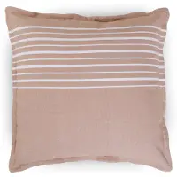 Nordstrand Pyntepute 45x45 cm - 100% bomull - Beige med hvite striper