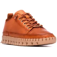 Carmela for woman. 16253101-CAMEL Brown Leather Sneakers 162531 (36), Flat, Laces, Casual