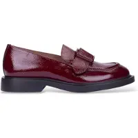 Wonders for woman. A-5303 Burgundy Lack Leather Loafers (38), Flat, None, Maroon, Classic, Patent Leather