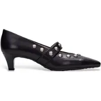 Hispanitas for woman. HI265002 Black Vienna leather shoes (37), 3 to 5 cm, None, Classic