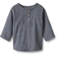 Wheat Skjorte - Bjørk - Greyblue Slub Stripe - - 2 år (92) - Skjorte