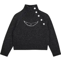 Zadig & Voltaire Genser - Ull - Grå Melert m. Broderi/Knapper - - 12 år (152) - Genser