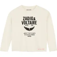 Zadig & Voltaire Genser - Off White m. Svart - - 10 år (140) - Genser