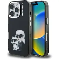 Karl Lagerfeld IML Aquarelle Karl & Choupette & Logo iPhone 16 Pro-etui, svart