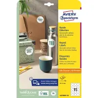 Avery 6225REV-10 runde produktetiketter Ø51 mm A4, hvit (avtagbare)