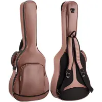 Vevor akustisk gitarveske, 1195 mm, hardt beskyttende reiseveske med tilbehørsrom, skumpolstring, bærbart håndtak, skulderstropper, for 41-tommers akustiske gitarer, brun