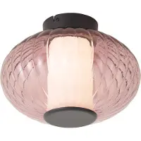 QAZQA Design taklampe svart 28 cm med lilla glass inkl. LED 3-trinns dimbar - Margherite