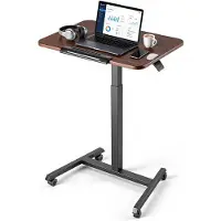 Vevor Stående skrivebord, justerbar høyde, mobilt ståbord med vippefunksjon, 650 x 480 mm liten datamaskin, sitte-stå-rullende arbeidsstasjon med 4 hjul, 15 kg kapasitet, ideell for hjemmekontor