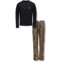 ONLY Pysjamas - 2 Deler - KogRila - AOP - Black/Tee Solid/B - - 11-12 år (146-152) - 2-delt nattøy