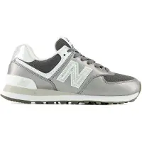 New Balance for woman. W574V2_LI 574 metallic gray leather sneakers (35), Flat, Suede, Laces, Casual, Grey