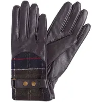Barbour for woman. LGL0037 Dark brown Dee Tartan leather gloves (M), Casual