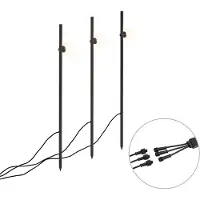 QAZQA Sett med 3 moderne hagelys med spyd, svart inkl. LED IP44 - Garly Ball