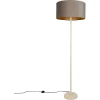 QAZQA Japandi gulvlampe beige med taupe skjerm og gull interiør 50cm - Simplo