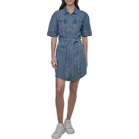 DKNY Self Belted Kort Ermet Kjole